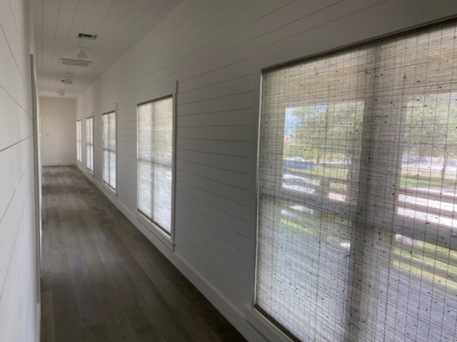 Window covering in home hallways